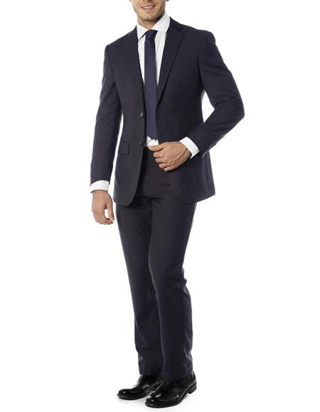 Men's Notch Label Slim Fit Suit Dark Navy