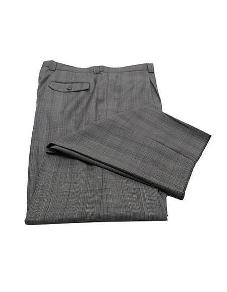 Men's Gray & Black Plaid Wide Leg Pants