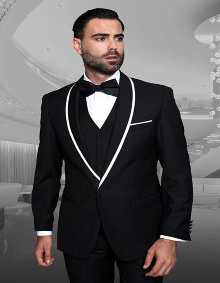 Genova Black 1-Button Shawl Tuxedo
