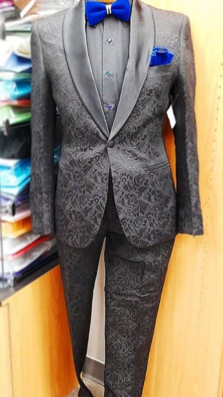 Men's Ash suits Floral Pattern Shawl Lapel Tuxedo