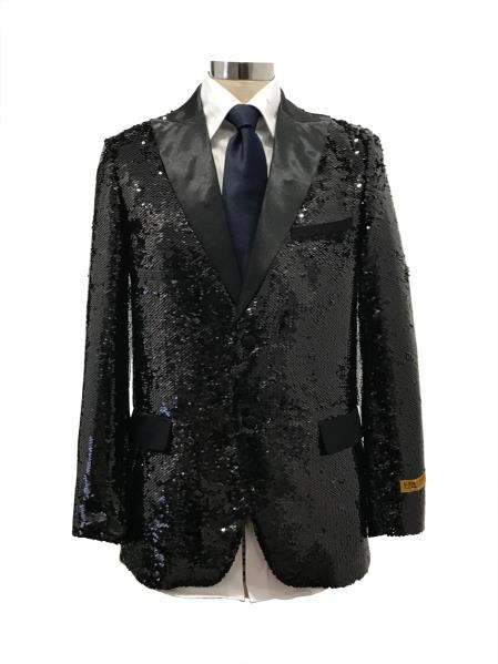 Men's Two Button Black Suit