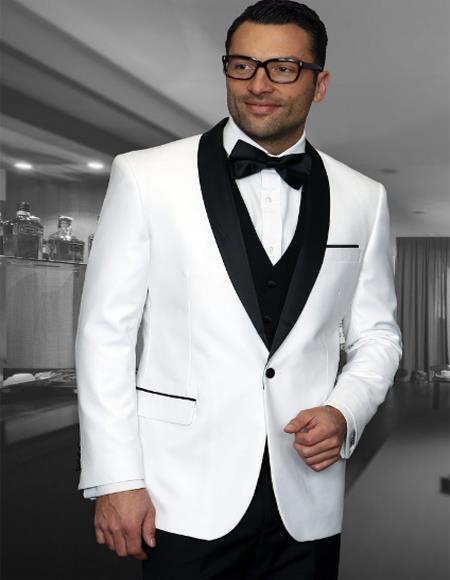 Prom 2026 ~ Wedding 1920s Tuxedos Colored Suit With Black Vest and Black Suit 3 Pieces
