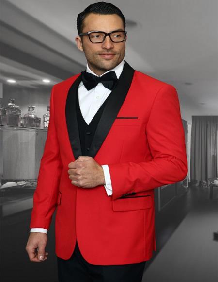 Prom 2026 ~ Wedding 1920s Tuxedos Colored Suit With Black Vest and Black Suit 3 Pieces