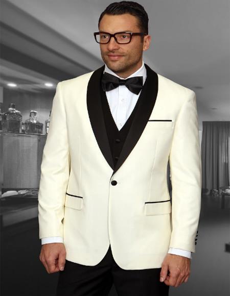 Prom 2026 ~ Wedding 1920s Tuxedos Colored Suit With Black Vest and Black Suit 3 Pieces