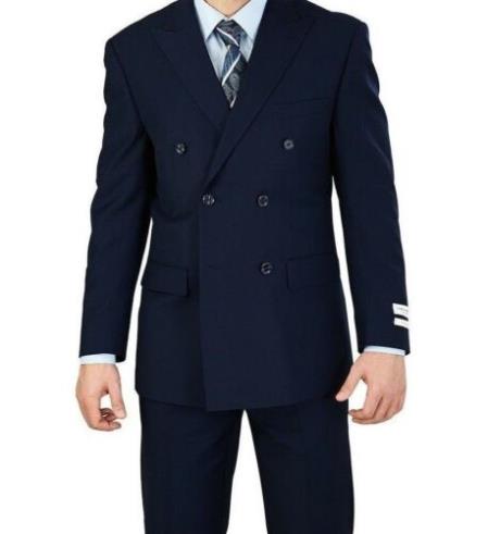 Extra Long 2PC Solid Color Dark Navy Men'S Suits In Available 2 Buttons Style For Tall Man main image 1