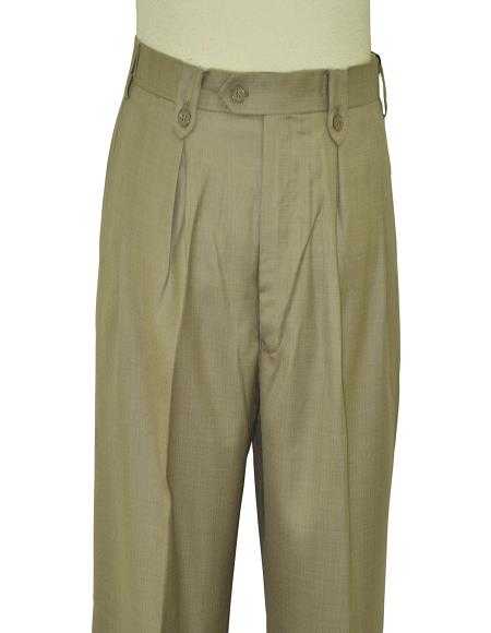 Product#P6046 Luggage Brown Wide Leg Slacks With Custom Button Tabs / Flapped Pockets
