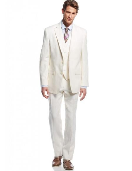 3 Piece Premium Cream ~ Ivory 2 Button Style three piece suit vested suit main image 0