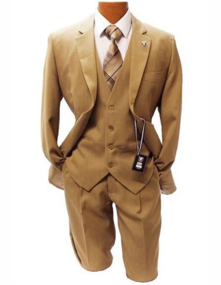 Men's Taupe Classic Fit Two Button Suit