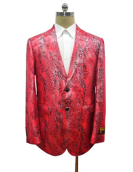 Men's Red Alligator Ostrich looking Python Snakeskin Print