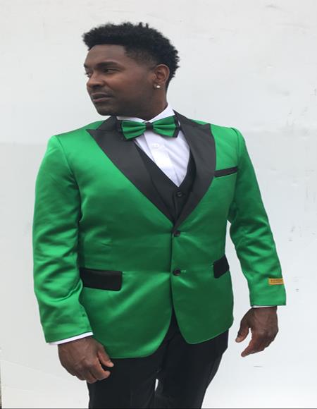 Men's Peak Label Green and Black Suit