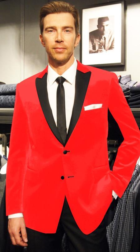 Black and Red Dress Men's suit Comes with Black Pants Black Lapel Jack
