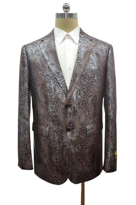Men's Black ~Brown Two Button Alligator Jacket