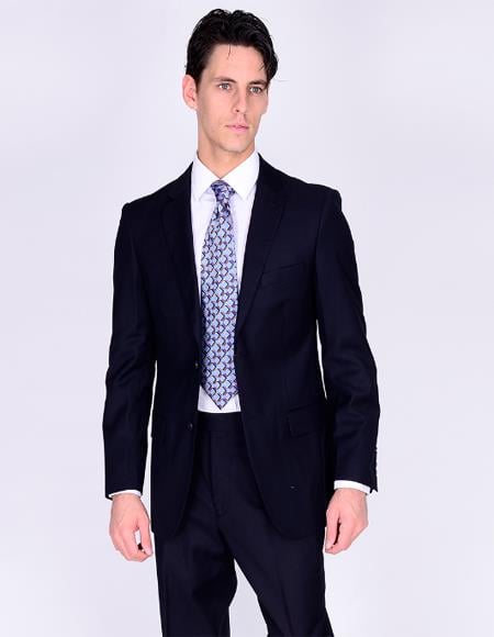 Bertolini Silk & Fabric Suit Dark Navy- High End Suits - High Quality Suits