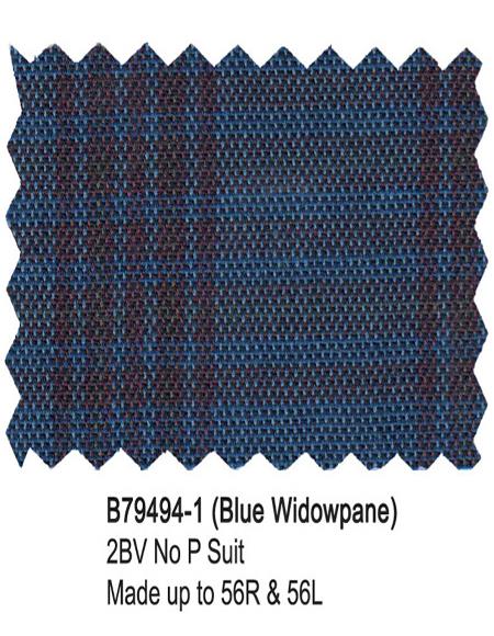 Blue Windowpane Bertolini Silk & Wool Fabric Suit