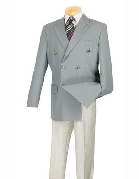 Men's Lucci Suit Gray Double Breasted Peak Lapel