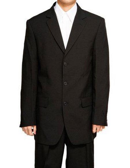 Men's Black Poly Poplin Fabric Suit — Menssuitsatlanta
