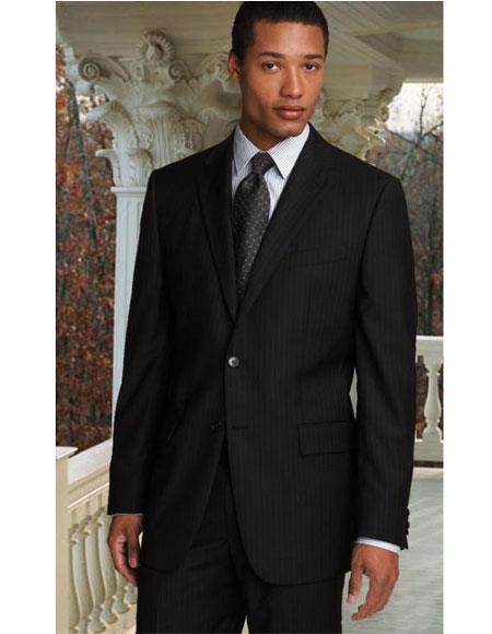 Athletic Cut Classic Suits Men's suit Classic Relax Fit Pleated Pants 19 Inch Bottom Black