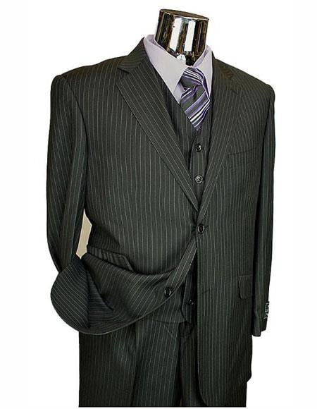 Athletic Cut Classic Suits Men's suit Classic Relax Fit Pleated Pants 19 Inch Bottom Black