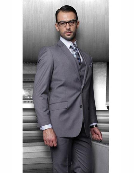 Athletic Cut Classic Suits Men's suit Classic Relax Fit Pleated Pants 19 Inch Bottom Charcoal