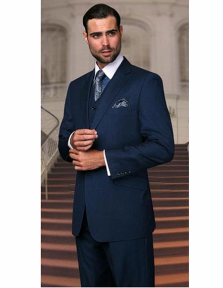 Indigo Bright Blue Athletic Cut Classic Suits