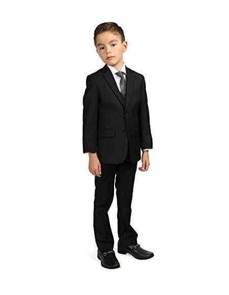 Father and son Black Peak Lapel Matching Suits Black