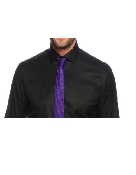 Black Shirt and Purple Tie - Men's Neck Ties - Mens Dress Tie - Trendy Mens Ties