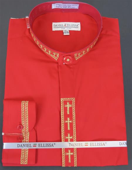 Daniel Ellissa Men's French Cuff Shirt Red