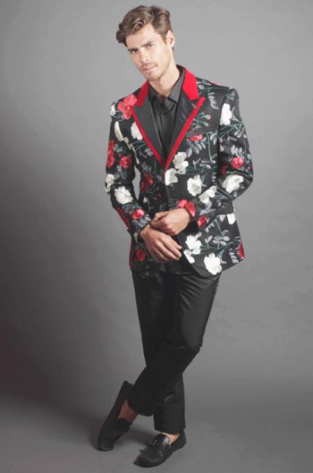 Men's Cheap Priced Designer Fashion Dress Casual Blazer On Sale Fallen Roses Blazer clothing - wholes