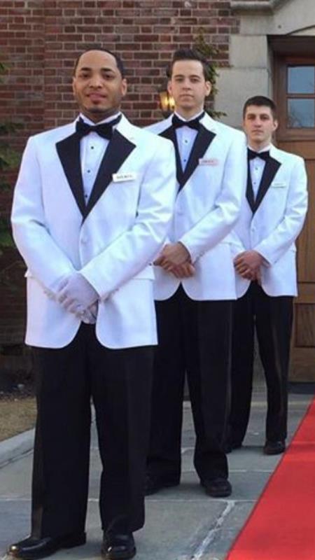 Men's White ~ Black Two Flap Front Pockets Suit