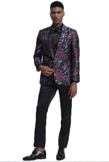 Blue and Pink Slim Fit Prom 2026 Outfit Wedding Tuxedo Suit