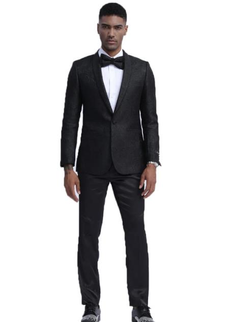 Men's Slim Fit Prom 2026 Outfit Wedding Tuxedo Suit Black