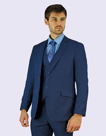 Giorgio Fiorelli Suit Share Giorgio Fiorelli Menâ€™s Navy Blue Check Suit