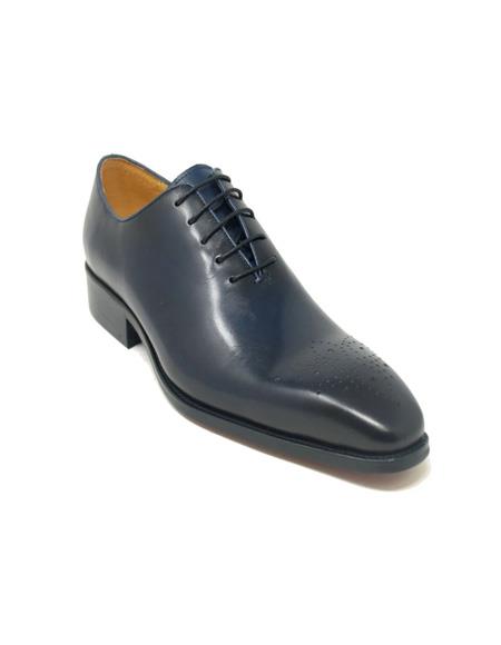 Carrucci Whole Cut Oxford In Navy