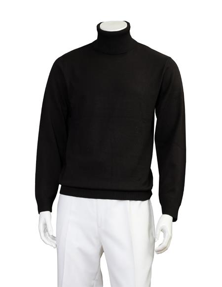 Big And Tall Sweater Knitted Sweater set Black