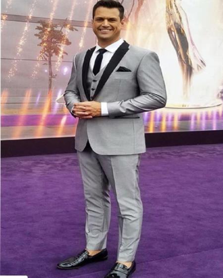 Men's Two Button Gray Shawl Lapel Jacket