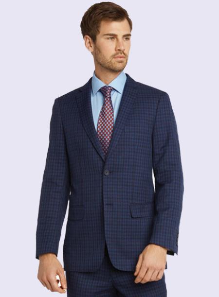 Bertolini Silk & Fabric Menâ€™s Suit-Blue Check- High End Suits - High Quality Suits