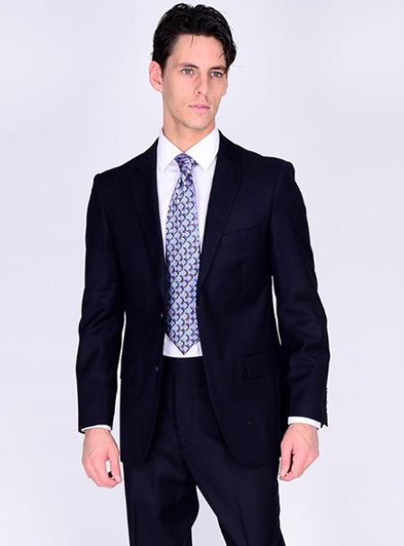 Bertolini Silk & Fabric Menâ€™s Suit-Navy- High End Suits - High Quality Suits