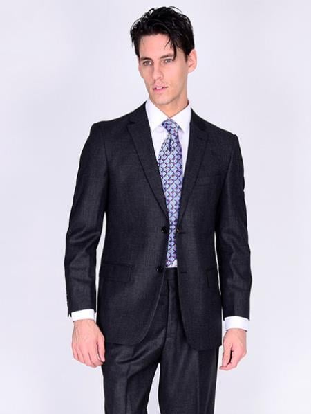 Bertolini Menâ€™s Suit-Solid Gray- High End Suits - High Quality Suits