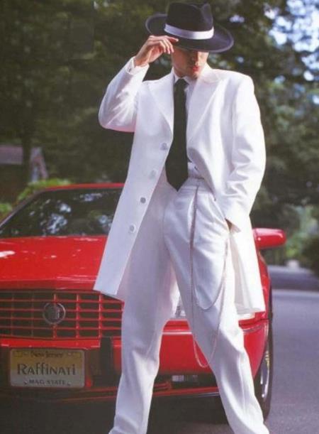 Men's White Gangster Zoot Suit Tuxedo Costume