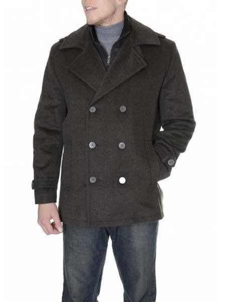 Men's Dress Coat Brown 6-On-3 Overcoat ~ Long Men's Dress Topcoat - Winter Coat Tweed Houndstooth Checkered Pattern Double Breasted Herringbone Vent Designer Men's Peacoat Sale