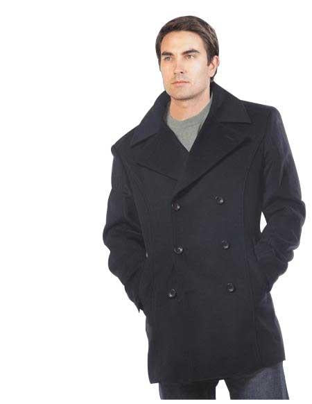 Men's Dress Coat Wool Black Double Breasted Designer Men's Wool Men's Peacoat Sale