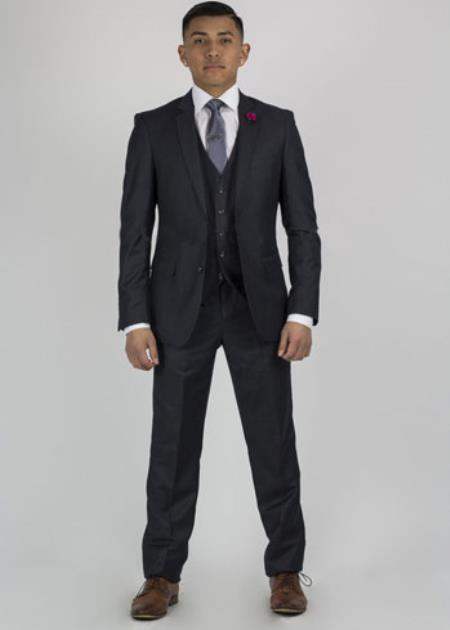 Charcoal Center Vent Graduation Suit For Boy