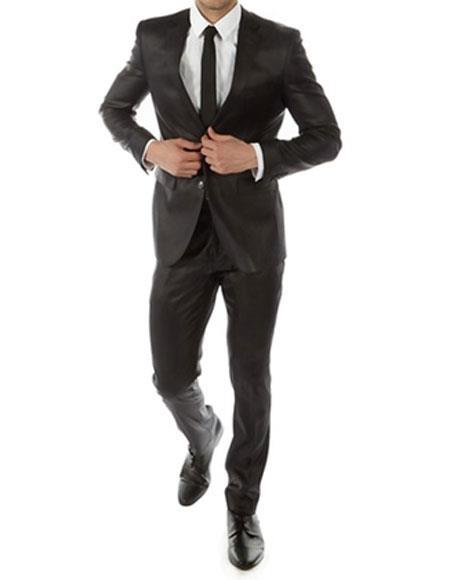 Single Breasted Two Button Graduation Suit For boy / Guys Black