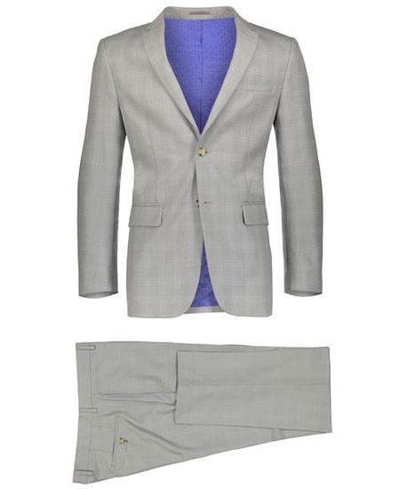 Beige Plaid ~ Windowpane Pattern Graduation Suit For boy / Guys