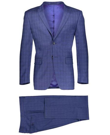 Navy Plaid ~ Windowpane Pattern Graduation Suit For boy / Guys