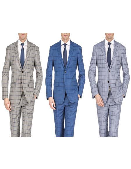 Graduation Suit For boy / Guys Indigo ~ Grey ~ Tan