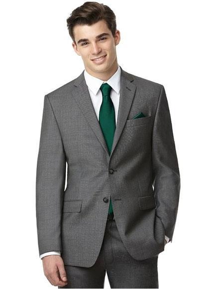 Men's Grey Two Buttons Side Vent Graduation Suit For boy / Guys