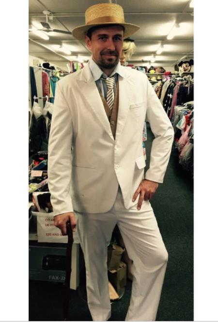 Men's Peak Lapel Costumes Outfit Male Attire Cream Suit