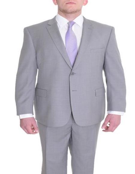 Men's Portly Fit Solid Gray Two Button Suit Executive Fit Suit - Mens Portly Suit