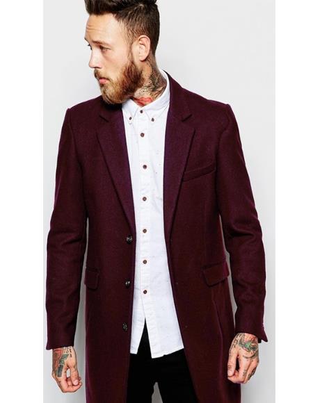Men's Wool Burgundy ~ Wine Car Coat